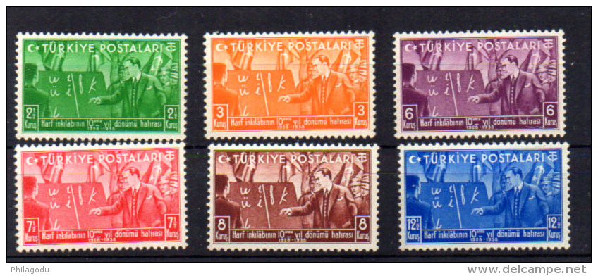 Atatürk, Alphabet Latin, 900 / 905**, Cote 15 €, - Unused Stamps