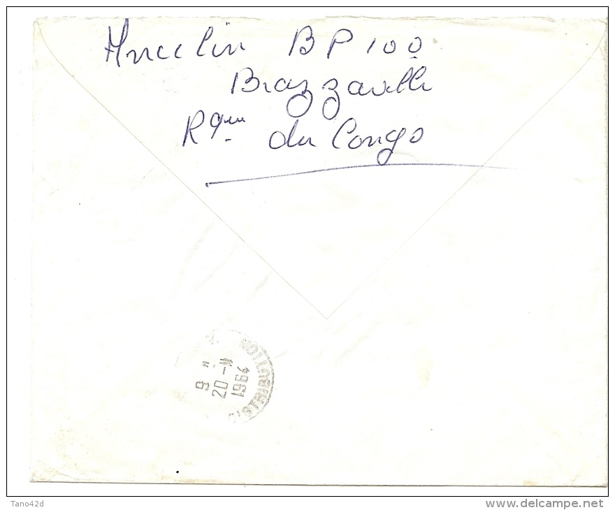LBL21 - REP. DU CONGO - LETTRE AVION RECOMMANDEE BRAZZAVILLE / PARIS 18/11/1964 - Luchtpost