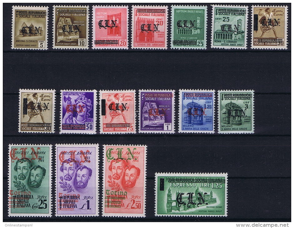 Italy 1944 Emissioni Locali, Torino Nr 1 - 17 MH/* - Nationales Befreiungskomitee