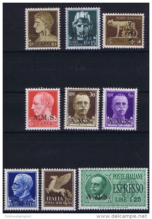 Italy CLS A.M.S./AMS Ammisistrazione Locale Socialista 1945, MH/* , Nr 1 - 9 - Kriegspropaganda