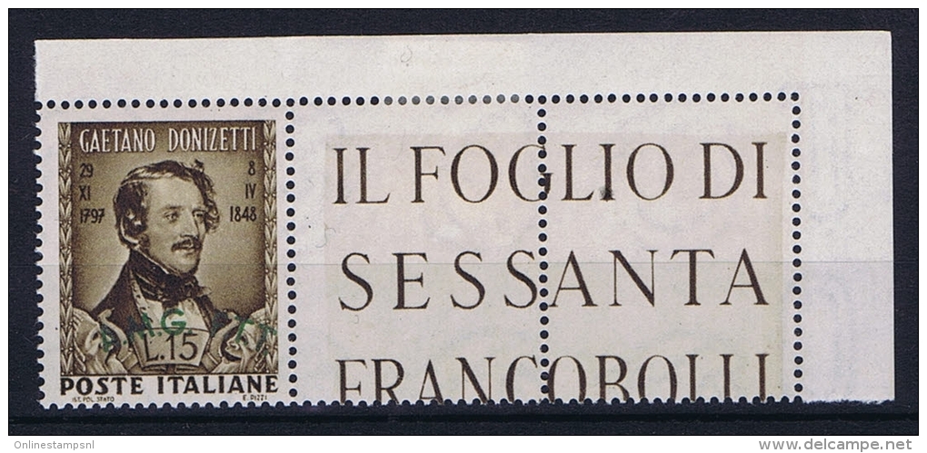 Italy  AMG FTT, Sa 34, MNH/** Hinged At Label - Mint/hinged