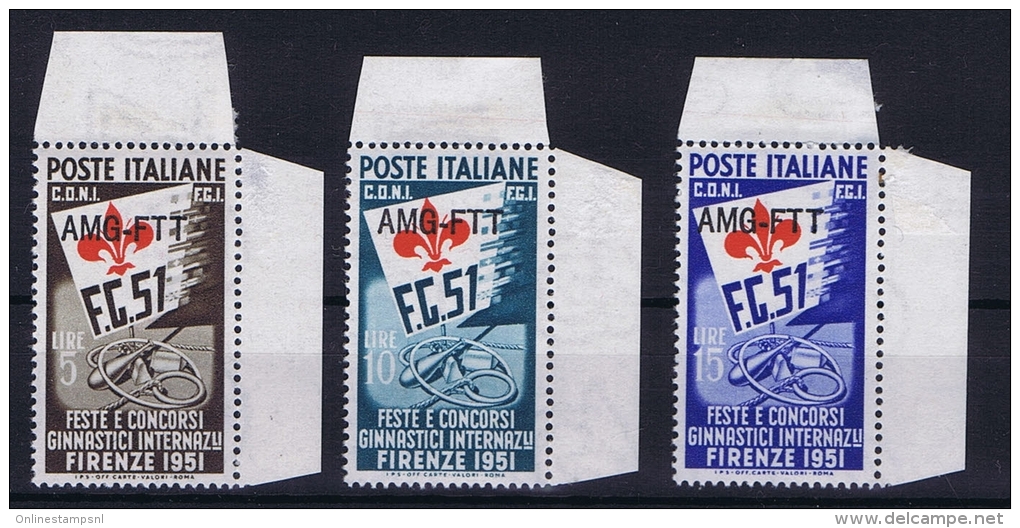 Italy  AMG FTT,Sa 116-118, Mi 147-149, MNH/** Signiert / Signed / Approvato Müller &ndash; Basel Hinged At Label - Ungebraucht