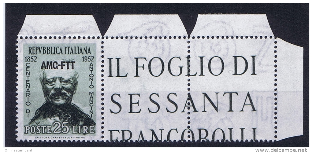 Italy  AMG FTT,Sa 161, Mi 193, MNH/** Signiert / Signed / Approvato Müller &ndash; Basel Hinged At Label - Ungebraucht