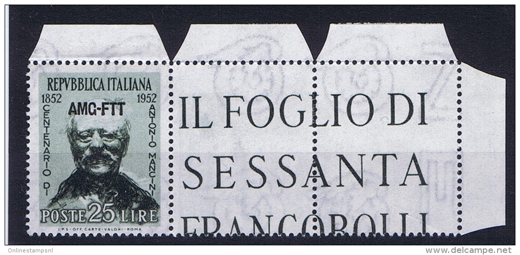 Italy  AMG FTT,Sa 161, Mi 193, MNH/** Signiert / Signed / Approvato Müller &ndash; Basel Hinged At Label - Mint/hinged