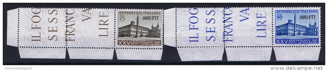 Italy  AMG FTT,Sa 194-195, Mi 226-227, MNH/** Signiert / Signed / Approvato Müller &ndash; Basel Hinged At Label - Ungebraucht