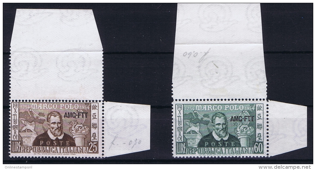 Italy  AMG FTT,Sa 204-205, Mi 236-237, MNH/** Signiert / Signed / Approvato Müller &ndash; Basel Hinged At Label - Nuovi