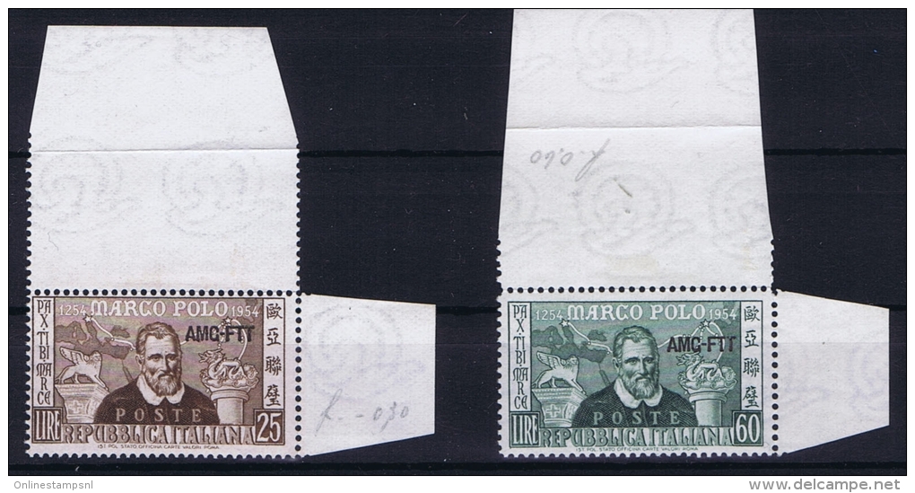 Italy  AMG FTT,Sa 204-205, Mi 236-237, MNH/** Signiert / Signed / Approvato Müller &ndash; Basel Hinged At Label - Mint/hinged