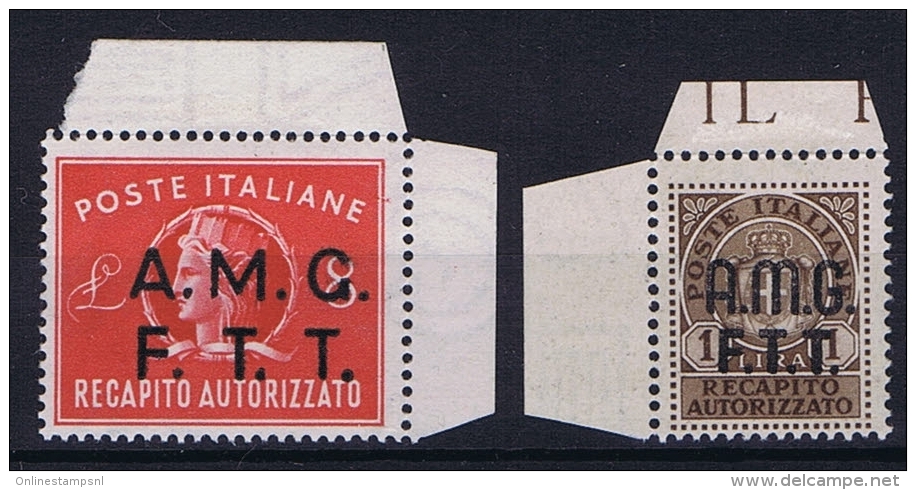 Italy  AMG FTT,Sa Recapito Autorizzato  1-2,  MNH/**,hinged At Border - Nuovi