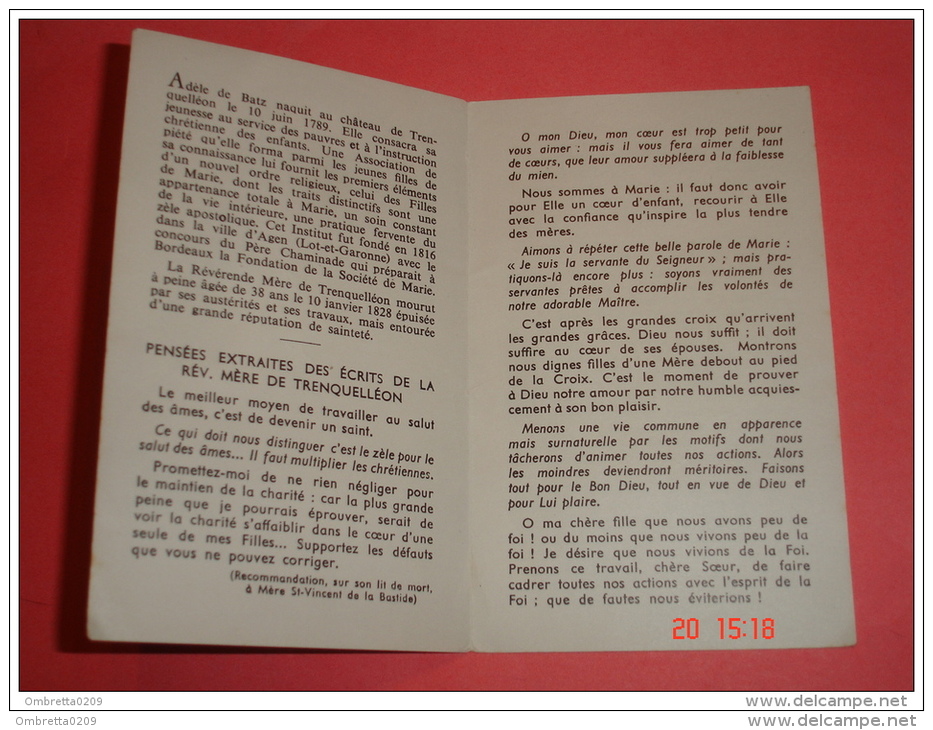 Venerabile MARIA Della CONCEZIONE Adele De Batz Trenquelléon,Nérac,Agen - FRANCIA Fondatrice - Vecchio Santino  Francese - Santini