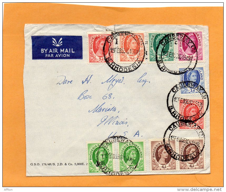 Rhodesia & Nyasaland Old Cover Mailed To USA - Rhodesië & Nyasaland (1954-1963)