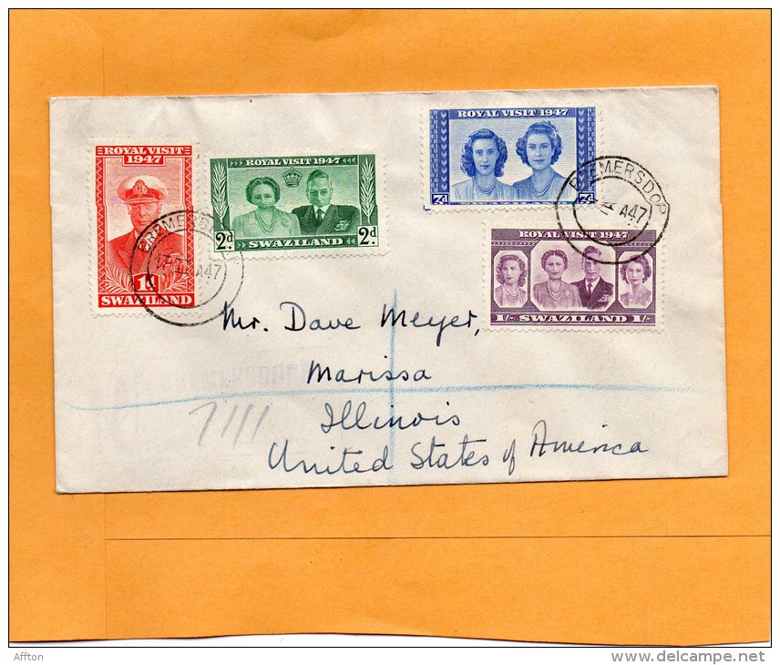 Swaziland 1947 Cover Mailed To USA - Swasiland (...-1967)