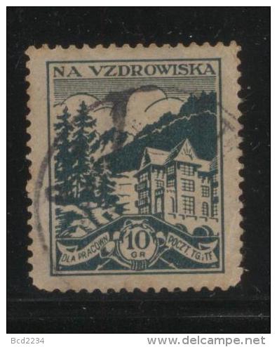 POLAND 1930S FUND RAISING LABEL MOUNTAIN HEALTH RESORT SPA FOR POST & TELECOMMS WORKERS 10GR GREEN BLUE USED - Vignetten