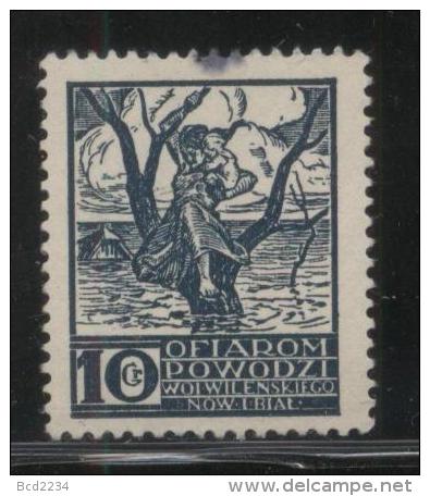 POLAND 1920S WILENSKIE VOIVODSHIP FLOOD RELIEF FUND RAISING LABEL 10GR BLUE USED VILNIUS LITHUANIA MOTHER CHILD IN TREE - Vignettes