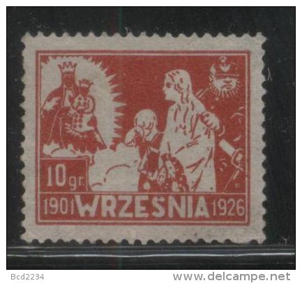POLAND 1926 10GR RED WRZESNIA 25 YEARS ANNIV SCHOOL STRIKE AGAINST GERMANISATION LABEL BLACK MADONNA PRUSSIAN SOLDIER - Viñetas