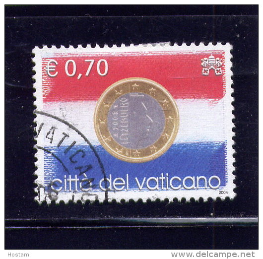 VATICAN,  2004 USED, Scott  # 1278 , Flags &amp; One-Euro Coins: Luxembourg      USED - Usati