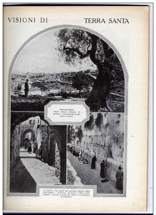 1923 Italian Mag. Cover Of SARDEGNA Sardinia + Interesting Photos Of JERUSALEM  Yerushalayim  Al-Quds  Israel Palestine - Ante 1900