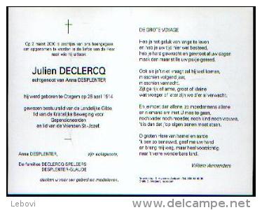 Souvenir Mortuaire DECLERCQ, Julien (1914-2000) Geboren Te OTEGEM - Albums & Catalogues