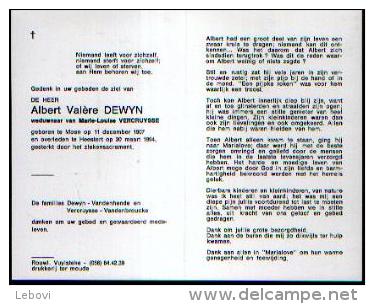 Souvenir Mortuaire DEWYN, Albert (197-1994) Geboren Te MOEN Overleden Te HEESTERT - Albums & Catalogues