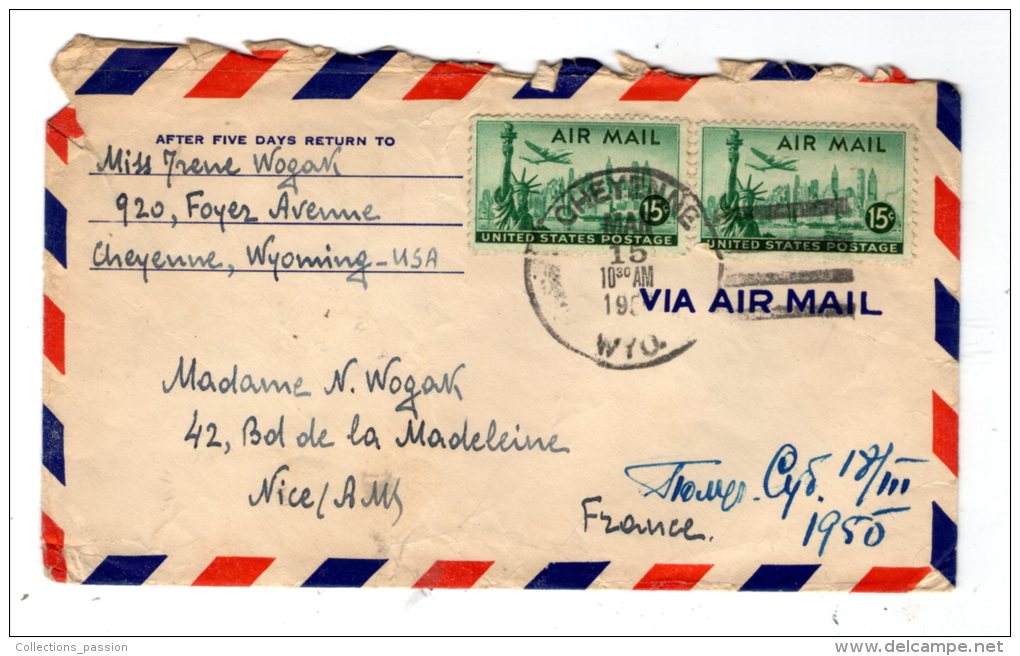 Lettre , ETATS UNIS , CHEYENNE , WYO. , 1950 - Other & Unclassified