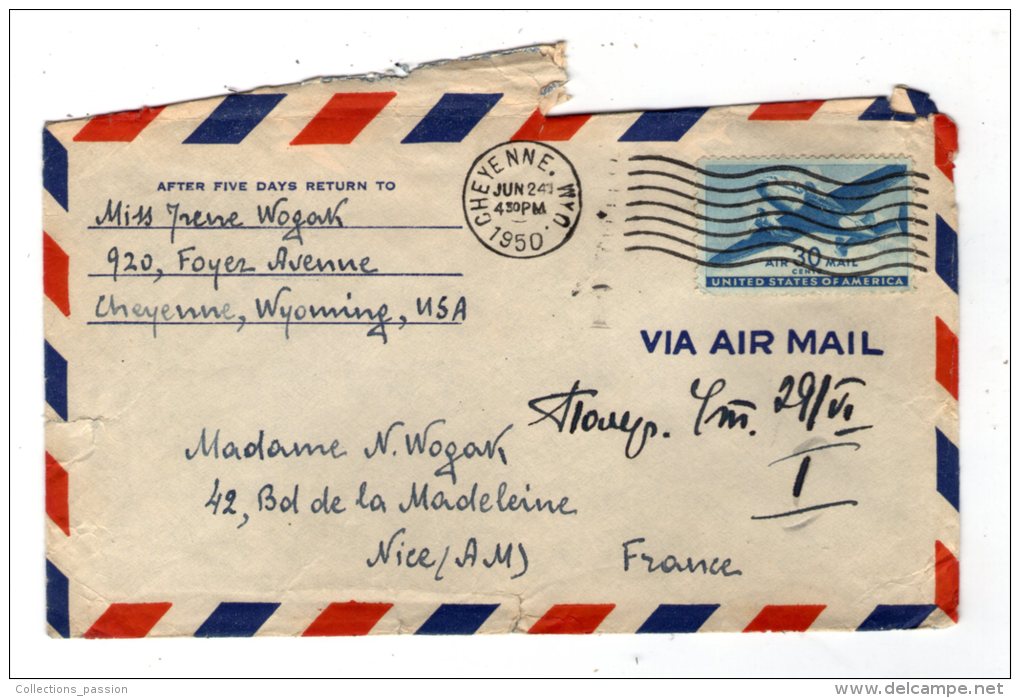 Lettre , ETATS UNIS , CHEYENNE , WYO. , 1950 - Other & Unclassified