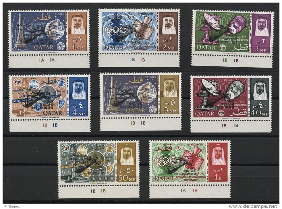 QATAR, GEMINI VI/VII SURCHARGE SET, EACH WITH SHEET NUMBER ON TAB MNH - Qatar