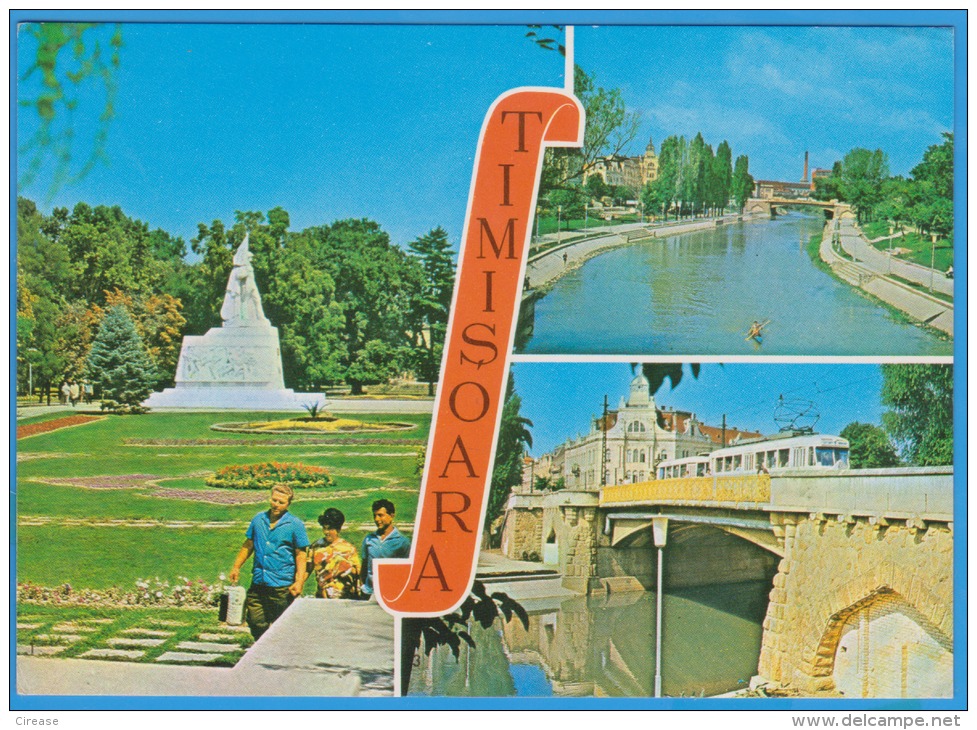 Timisoara, Tram, Tramways, Bridge, Kayak Romania Postal Stationery Postcard 1974 - Tranvie