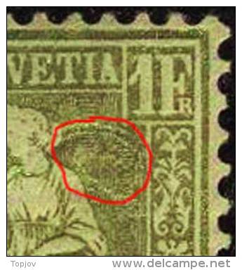 SWITZERLAND - SITTET  HELVETIA - ERROR  " Press Over Double Paper " - *MLH - 1862 - Unused Stamps