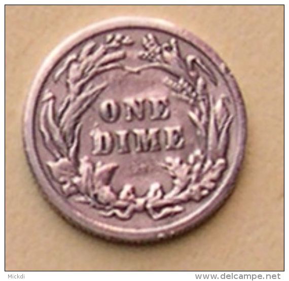 ONE DIME 1907 - UNITED STATES OF AMERICA - 2 SCANS - 1892-1916: Barber