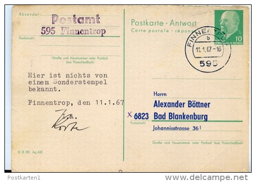 DDR P77 A Antwort-Postkarte ZUDRUCK BÖTTNER #3 Finnentrop 1967 - Privé Postkaarten - Gebruikt