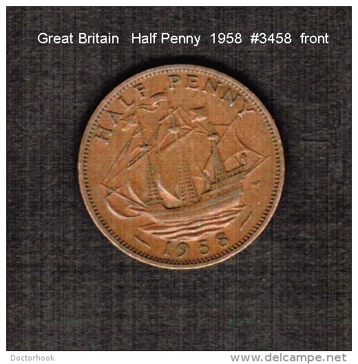 GREAT BRITAIN    1/2  PENNY   1958  (KM # 896) - C. 1/2 Penny