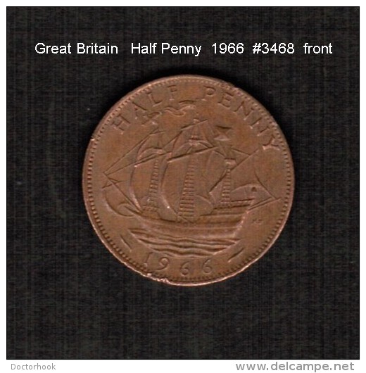 GREAT BRITAIN    1/2  PENNY   1966  (KM # 896) - C. 1/2 Penny
