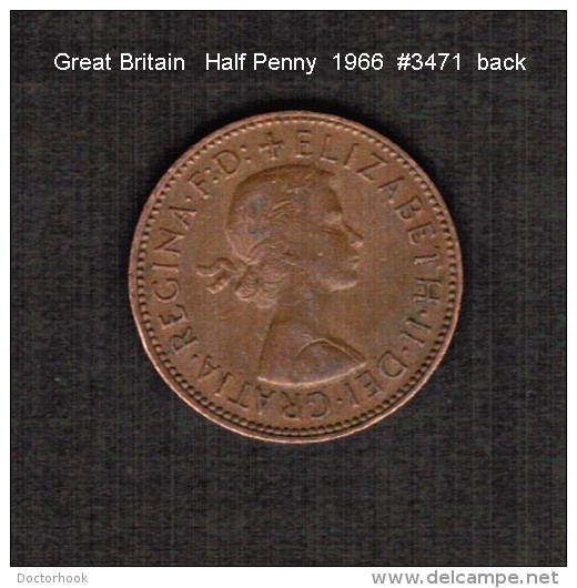 GREAT BRITAIN    1/2  PENNY   1966  (KM # 896) - C. 1/2 Penny