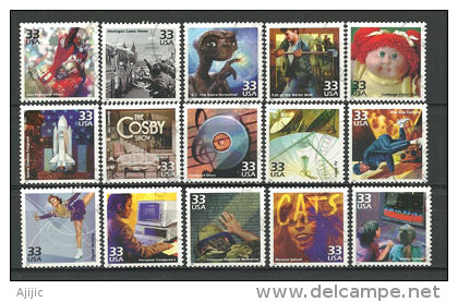 USA.serie Complète.  Les Années 1980. (Space Shuttle,Cosby Show,E.T,Computers,Hip-Hop,Mur De Berlin,etc) Yv.3013/27 - Used Stamps