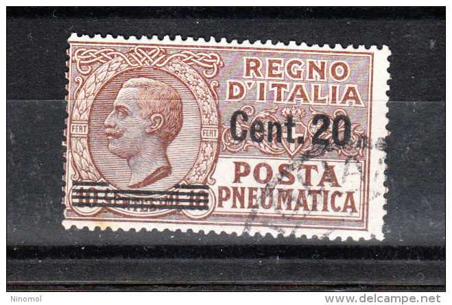 Italia     -   1924.  Pneumatica  20 C. Su 10 Bruno. Viaggiato - Poste Pneumatique