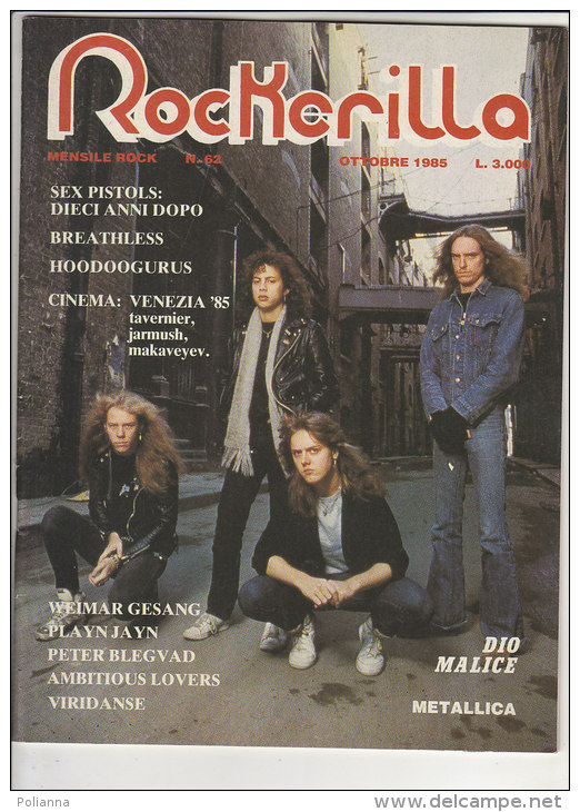 RA#34#30 MENSILE ROCK N.62/985 ROCKERILLA - METALLICA/BREATHLESS/HOOD OO GURUS/AMBITIOUS LOVERS/PETER BLEGVAD/SEX PISTOL - Música