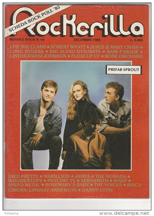 RA#34#32 MENSILE ROCK N.64/1985 ROCKERILLA - PREFAB SPROUT/MARILLION/FOURGIVE N/ROSEMARY'S BABY/VOICES/THE NOMADS - Musica