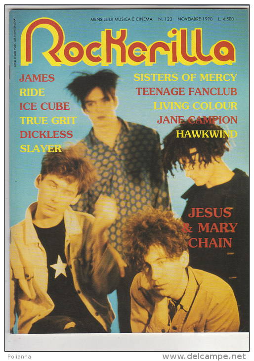 RA#34#74 MENSILE ROCK N.123/1990 ROCKERILLA - JESUS AND MARY CHAIN//LIVING COLOUR/SISTERS OF MERCY//PINK FLAG/ICE CUBE - Musica