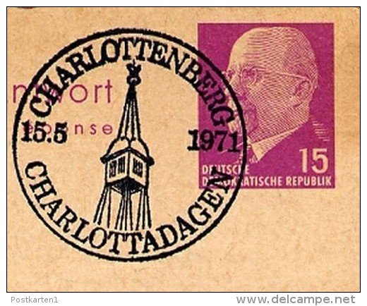 CHARLOTTADAGEN KLOCKSTAPEL 1971 Auf DDR  P78 A Antwort-Postkarte - Autres & Non Classés