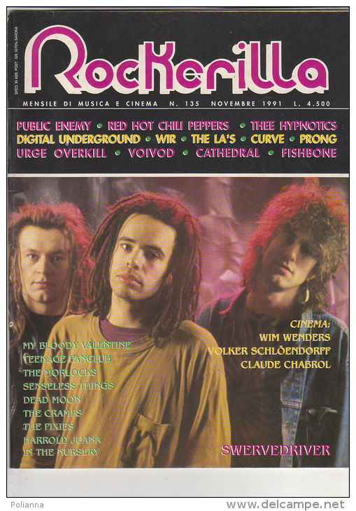 RA#34#84 MENSILE ROCK N.135/1991 ROCKERILLA - SWERVEDRIVER/RED HOT CHILI PEPPERS/PIXIES/FISHBONE/U RGE OVERKILL - Música