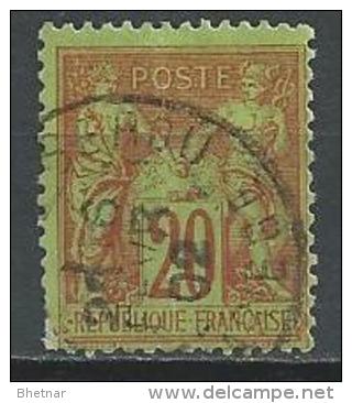 YT 96 " Sage 20c. Brique S. Vert " Cachet à Date - 1876-1878 Sage (Type I)