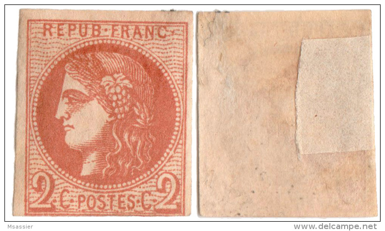 Emission Bordeaux N°40 B Report 2 - Charnière  (nuance Foncée à Marron ?) - 1870 Bordeaux Printing