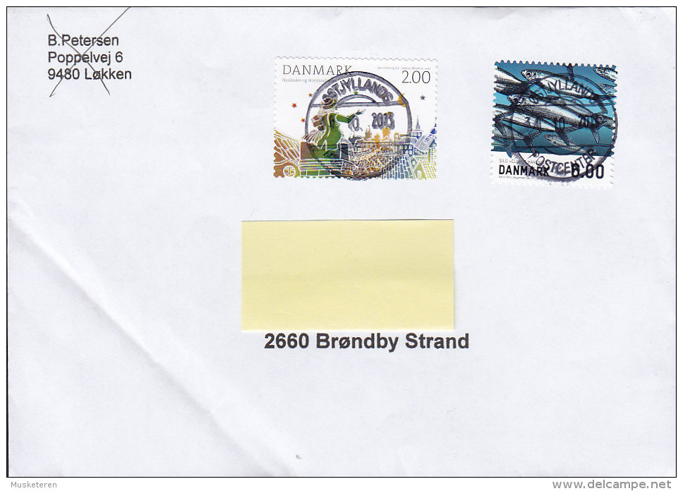 Denmark Deluxe 2013 Cover Brief To BRØNDBY STRAND Hans Christian Andersen & Fisch Fish Stamps - Cartas & Documentos