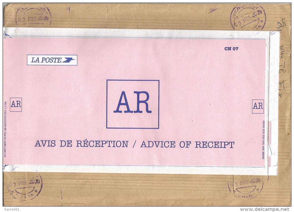 France 2006 Serignan & Roissy (Chales De Gaulles Airport) Meter Franking EMA ATM Barcoded Registered AR Cover - EMA (Print Machine)