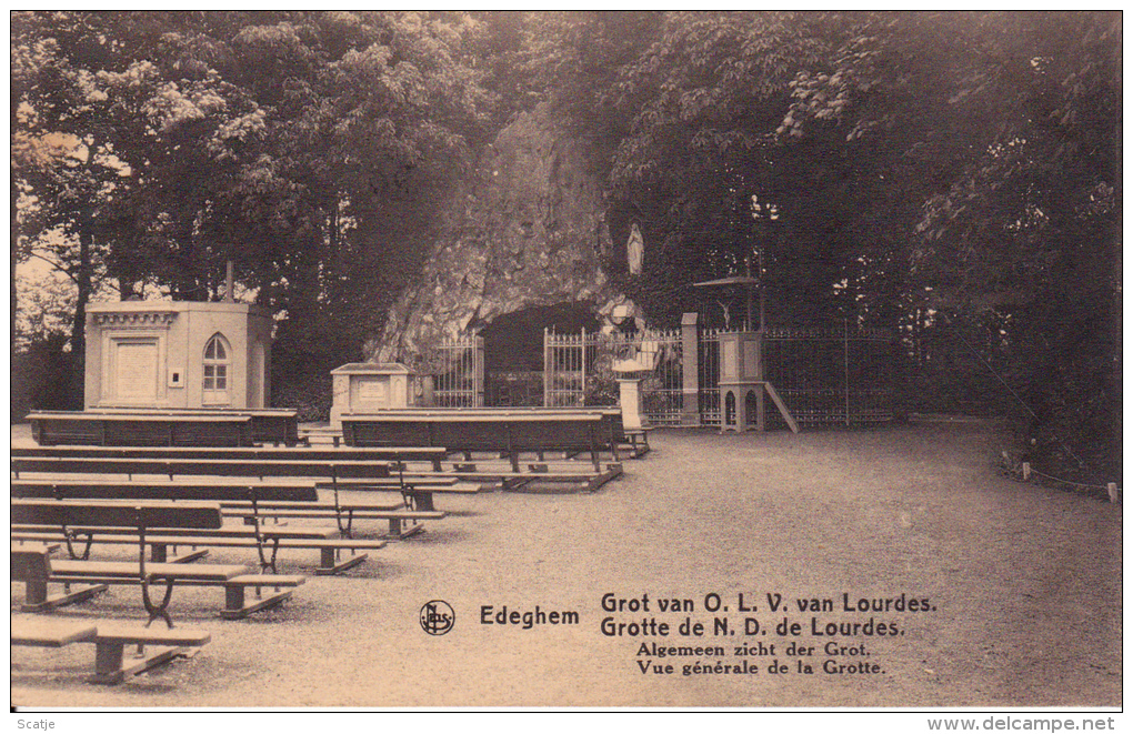 Edeghem. -  Grot Van O.L.V. Van Lourdes   ;  1923  Naar Antwerpen - Edegem