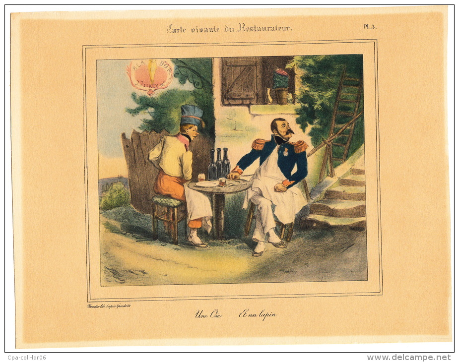 (Gastronomie). GRANDVILLE. Carte vivante du Restaurateur. Collection de 8 gravures en couleurs d'aprés les dessins de Gr