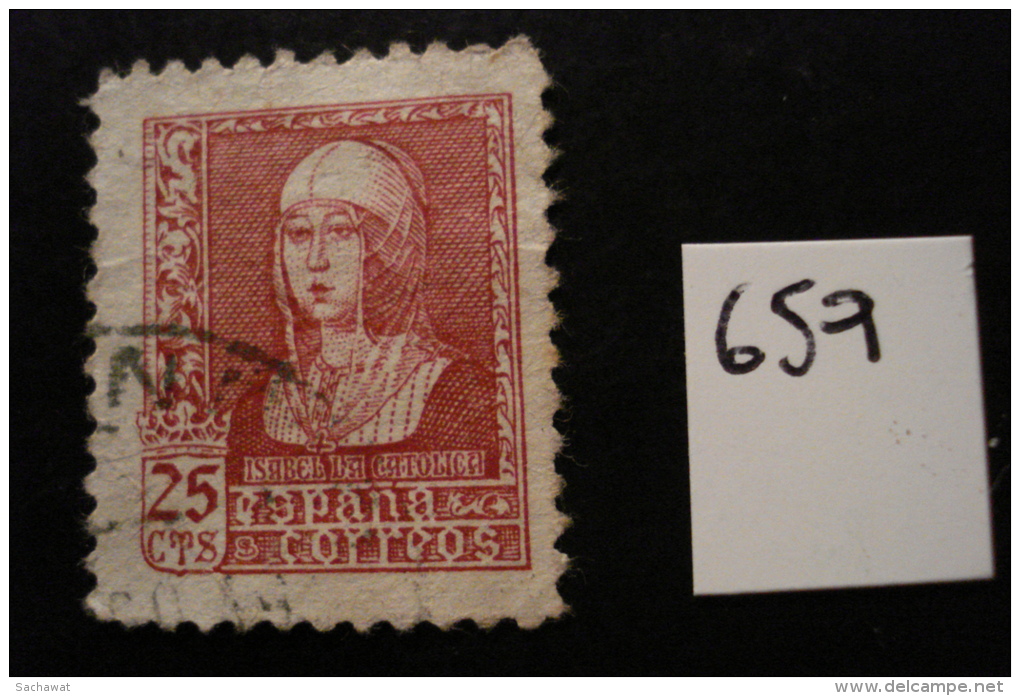 Espagne - Effigie Isabelle 25c Carmin - Années 1938-40 - Y.T. 659 - Oblit. Used. - Used Stamps