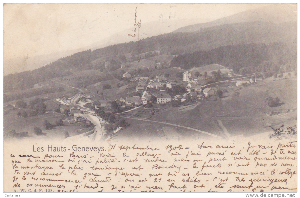 SUISSE,SWITZERLAND,SVIZZE RA,HELVETIA,SWISS,SCHWEIZ ,LES  HAUTS GENEVEYS EN 1907,neuchatel,val De Ruz,village - Geneveys