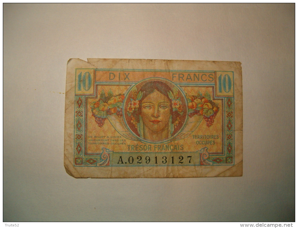 BILLET 10  Francs (trésor Français ) 1947 - 1947 Franse Schatkist