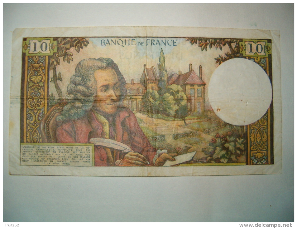 BILLET  10 Francs (voltaire ) Type 1963 - 7 - 9- 1972 - 10 F 1963-1973 ''Voltaire''