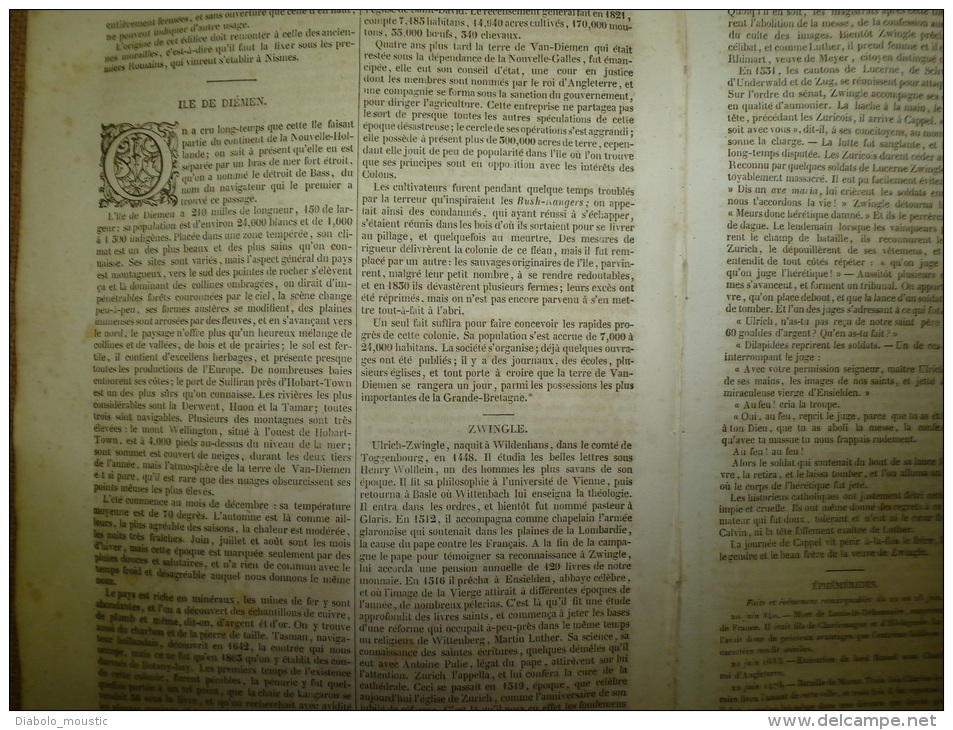 19 Juin 1834 MAGASIN UNIVERSEL :Cath. Lichfield LONDRES; Arc Triomphe ; ILES De DIEMEN ; Pilori à WATERLOO - 1800 - 1849